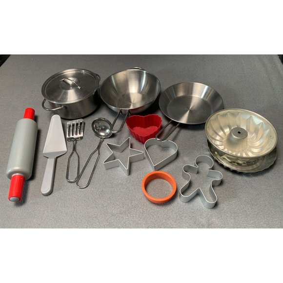 Other - Toy Metal Kitchen Baking Set with Utensils & Cookie Cutters for Kids